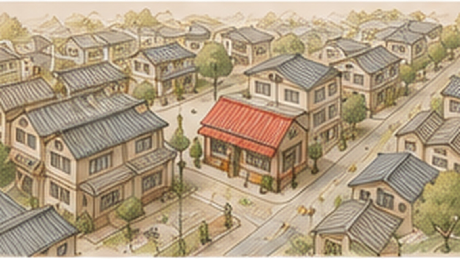 つばき商店街内の場所を示すイラストマップ